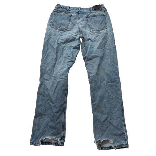 L.L. Bean Men's Light Wash Blue Denim Natural Fit Jeans Classic Raw Hem Size 34