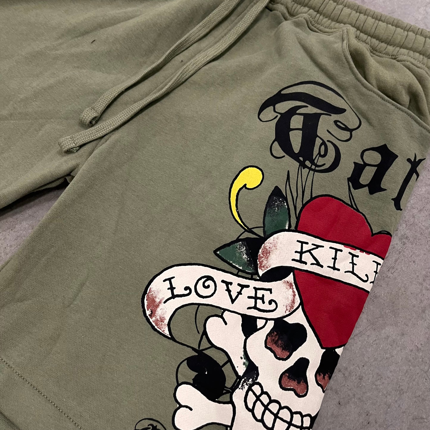 ED HARDY “LKS Skull” SAGE SHORTS - Clean Curriculums 