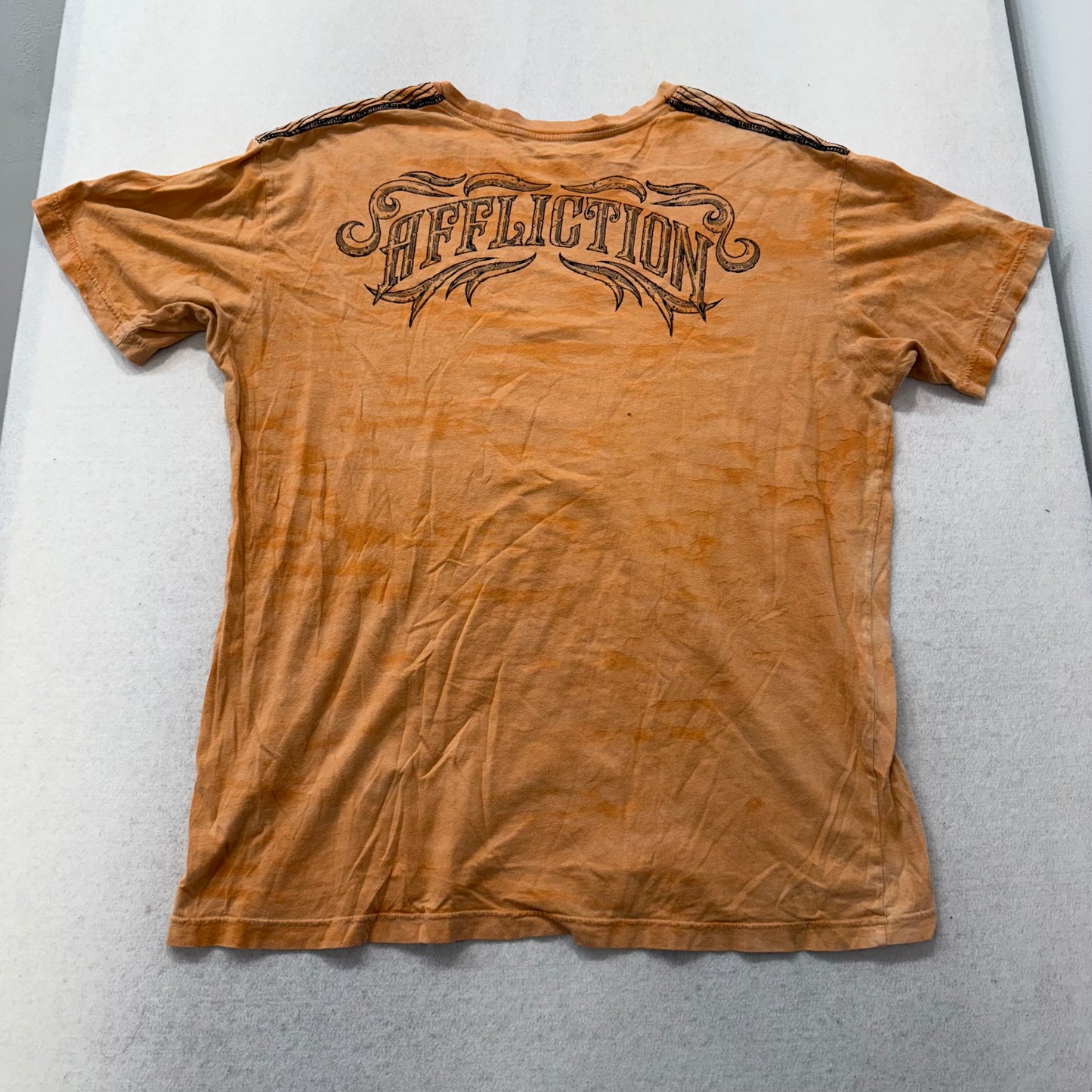 Affliction Men's Burnt Orange Cotton T-Shirt Short Sleeves Graphic Logo Size 2XL