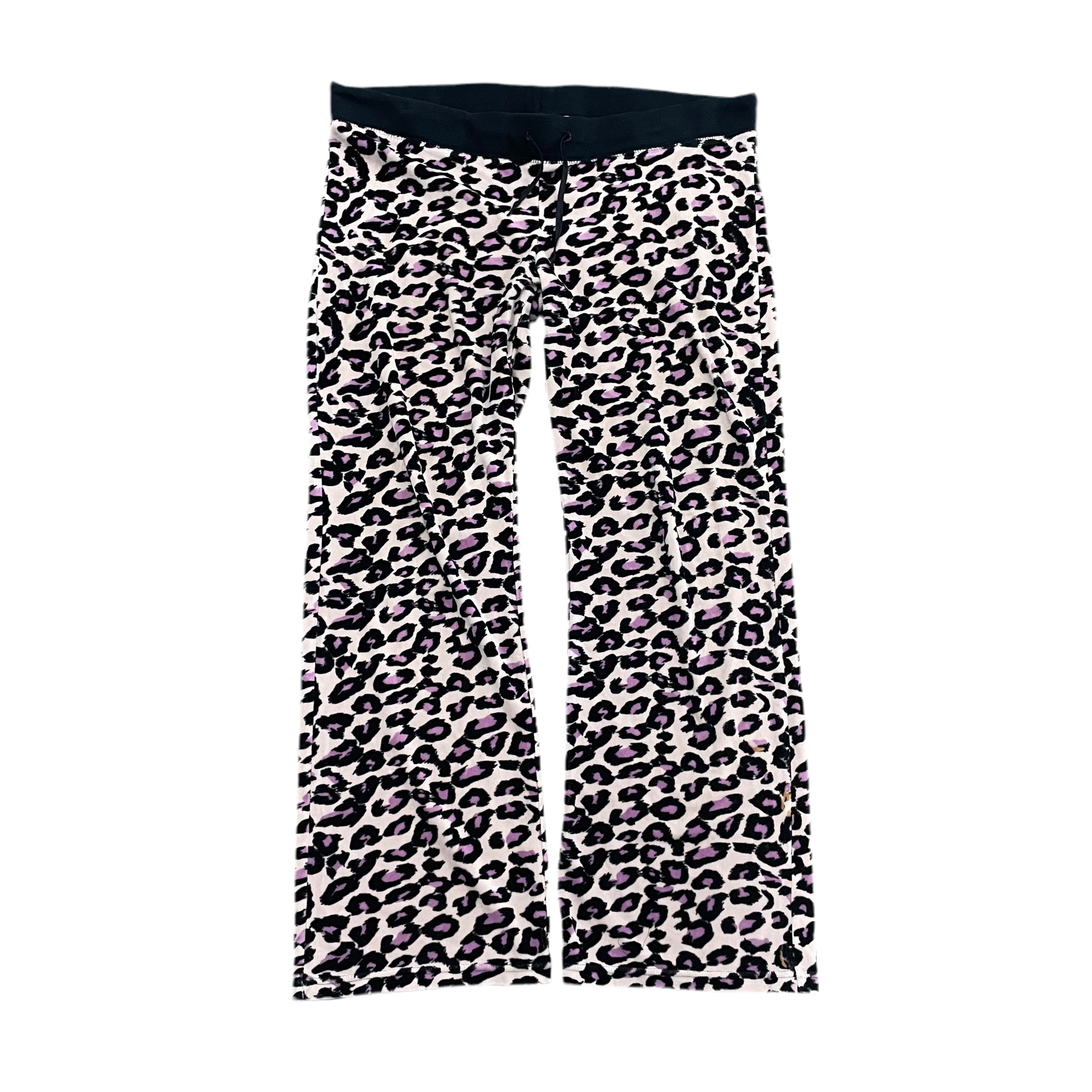 Vintage Juicy Couture Purple Leopard Print Velour Flared Pants Size M