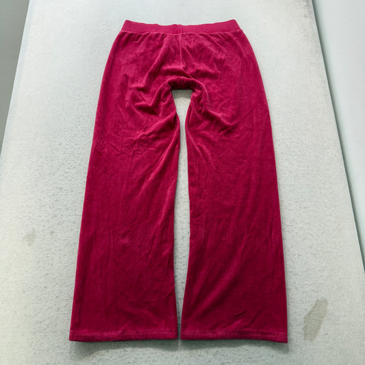 Juicy Couture Womens Dark Hot Pink Velour Flared Track Pants Loungewear Size M