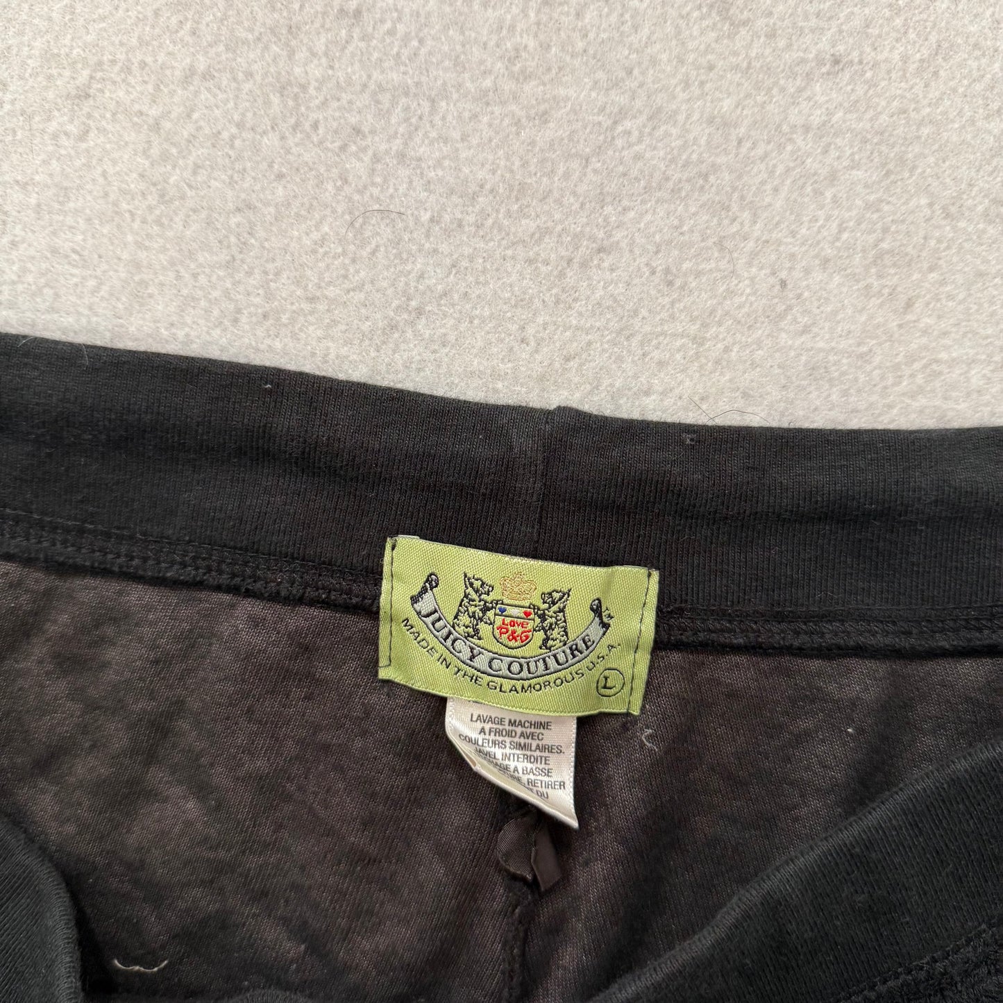 2003 Vintage Juicy Couture Womens Black Velour Flared Track Pant Low Rise Size L