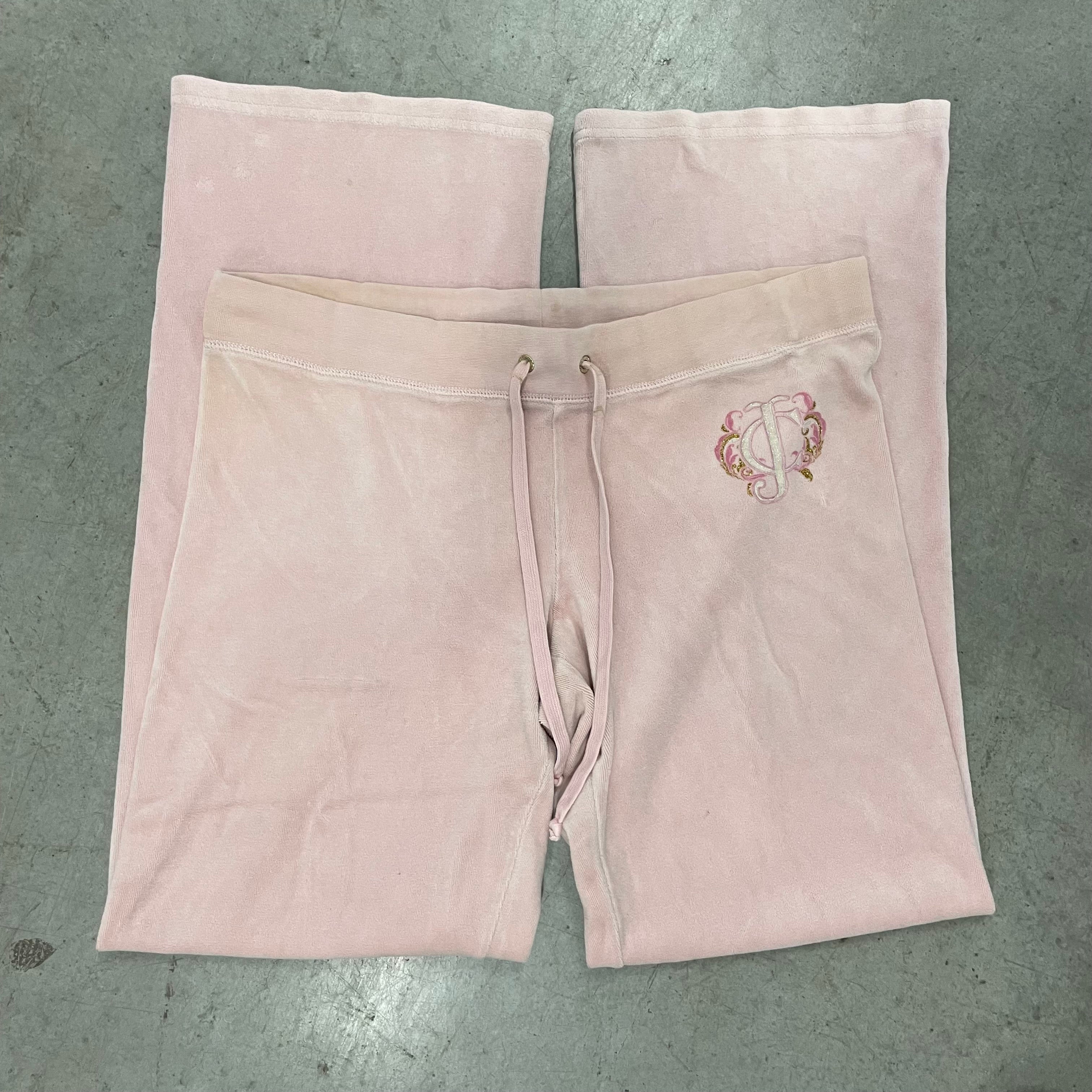 Pink Velour Juicy Couture Flared Pants w/ Rare Design SIZE M