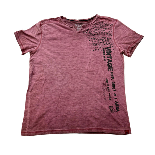 MBX Premium Men's Faded Maroon Cotton T-Shirt V-Neck Short Sleeve Graphic Size M