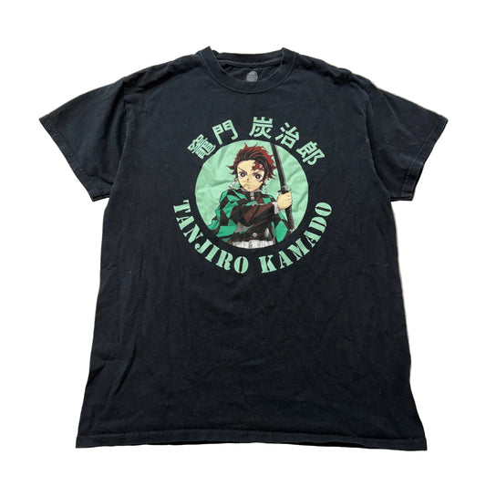 Demon Slayer Tanjiro Kamado Graphic T-Shirt Men's Black Anime Short Sleeve Size M photo 1