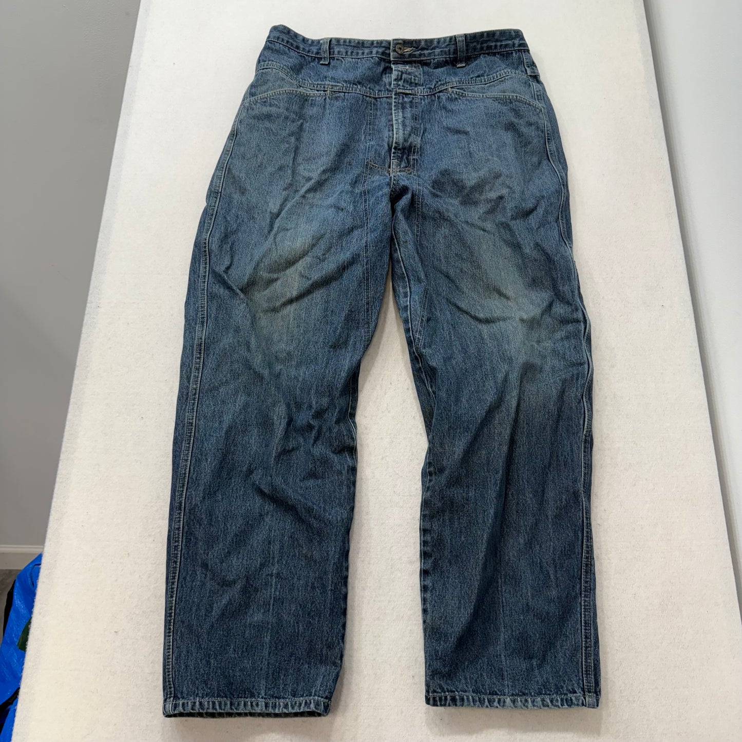 Marithe Francois Girbaud Men's Medium Blue Denim Baggy Carpenter Jeans Size 38M