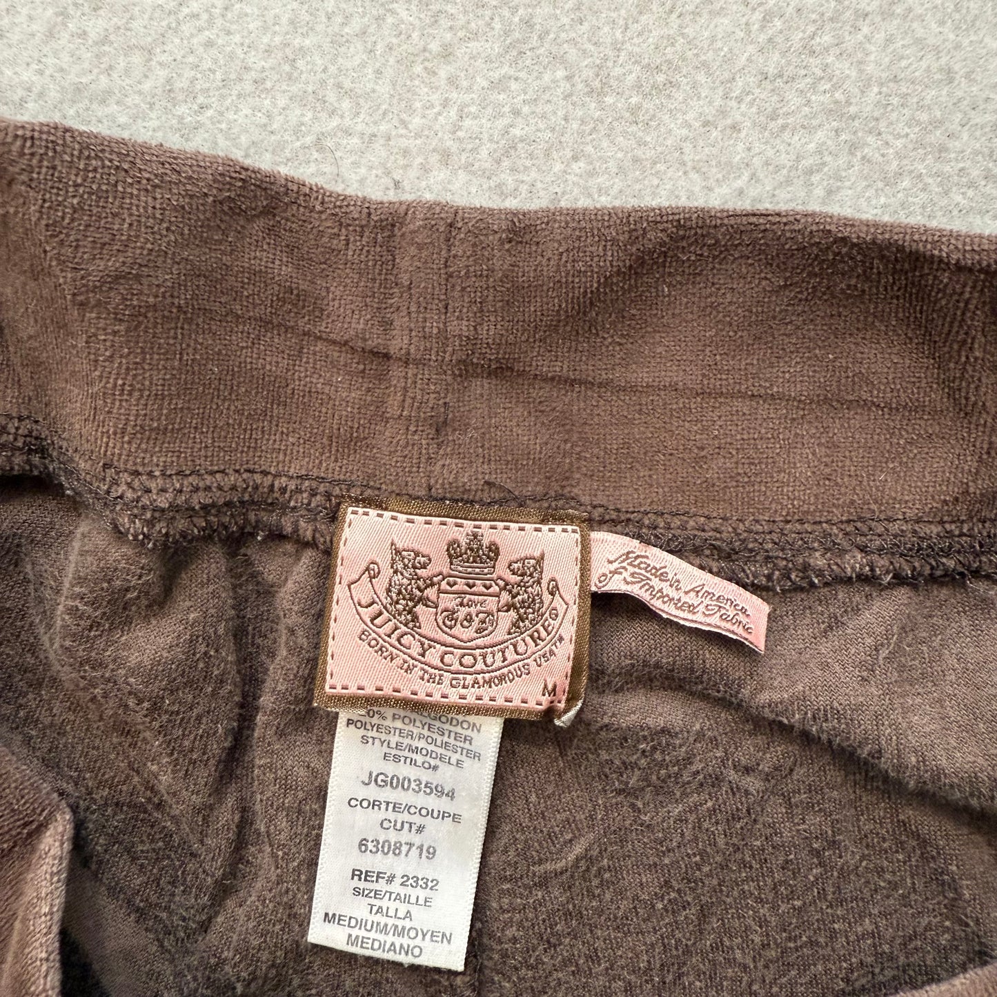 Juicy Couture Women's Brown Velour Flared Track Pant Low Rise Loungewear Size M