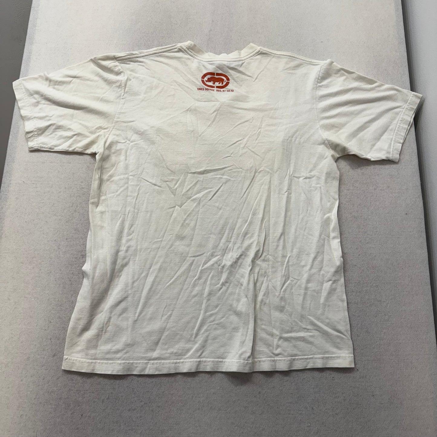 Ecko Unltd. Men White Cotton T-Shirt Short Sleeves Crew Neck Graphic Logo Size L