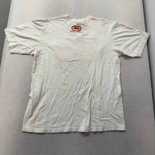Ecko Unltd. Men White Cotton T-Shirt Short Sleeves Crew Neck Graphic Logo Size L