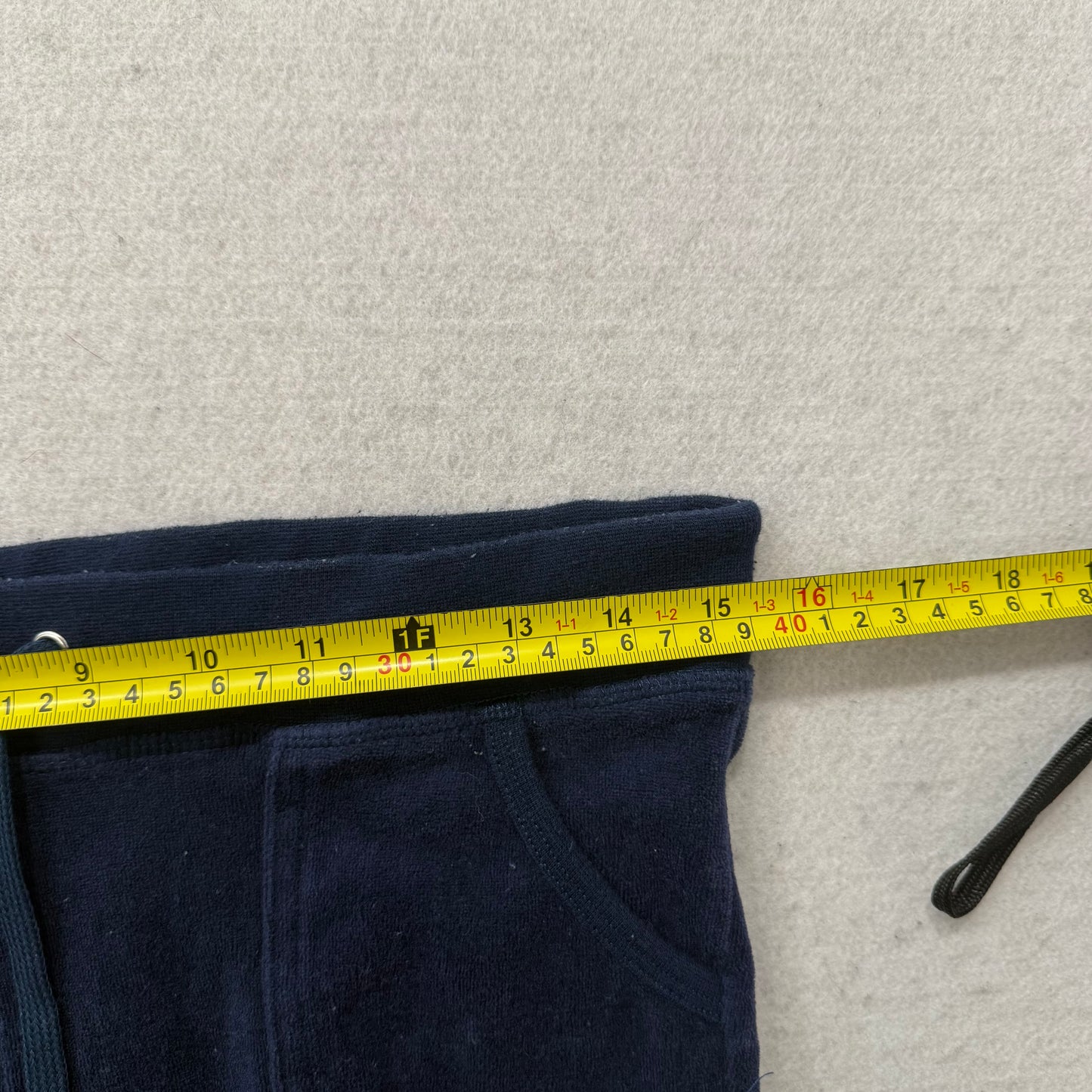 Juicy Couture Women's Navy Velour Flared Track Pant Back Flap Pockets Size M