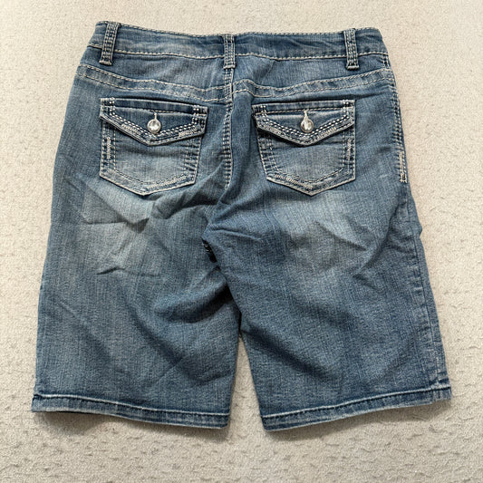 Xhilaration Bermuda Denim Shorts Women's Medium Wash Flap Pockets Size XL photo 2