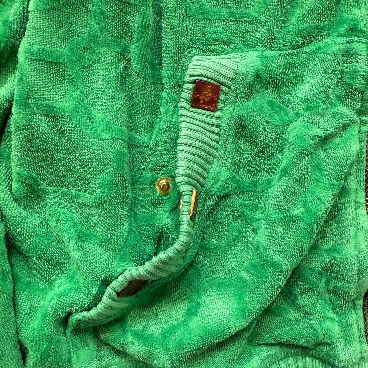 Juicy Couture Women's Kelly Green Velour Zip Up Hoodie Kangaroo Pockets Size M