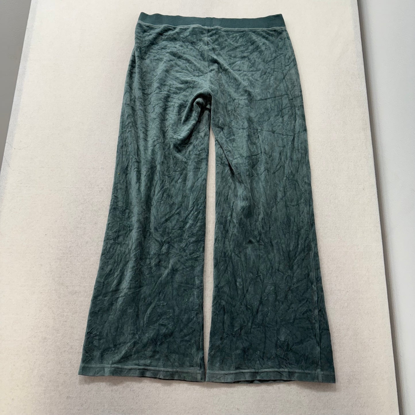 Juicy Couture Green Velour Flared Track Pants Loungewear Pull-On Low Rise Size S