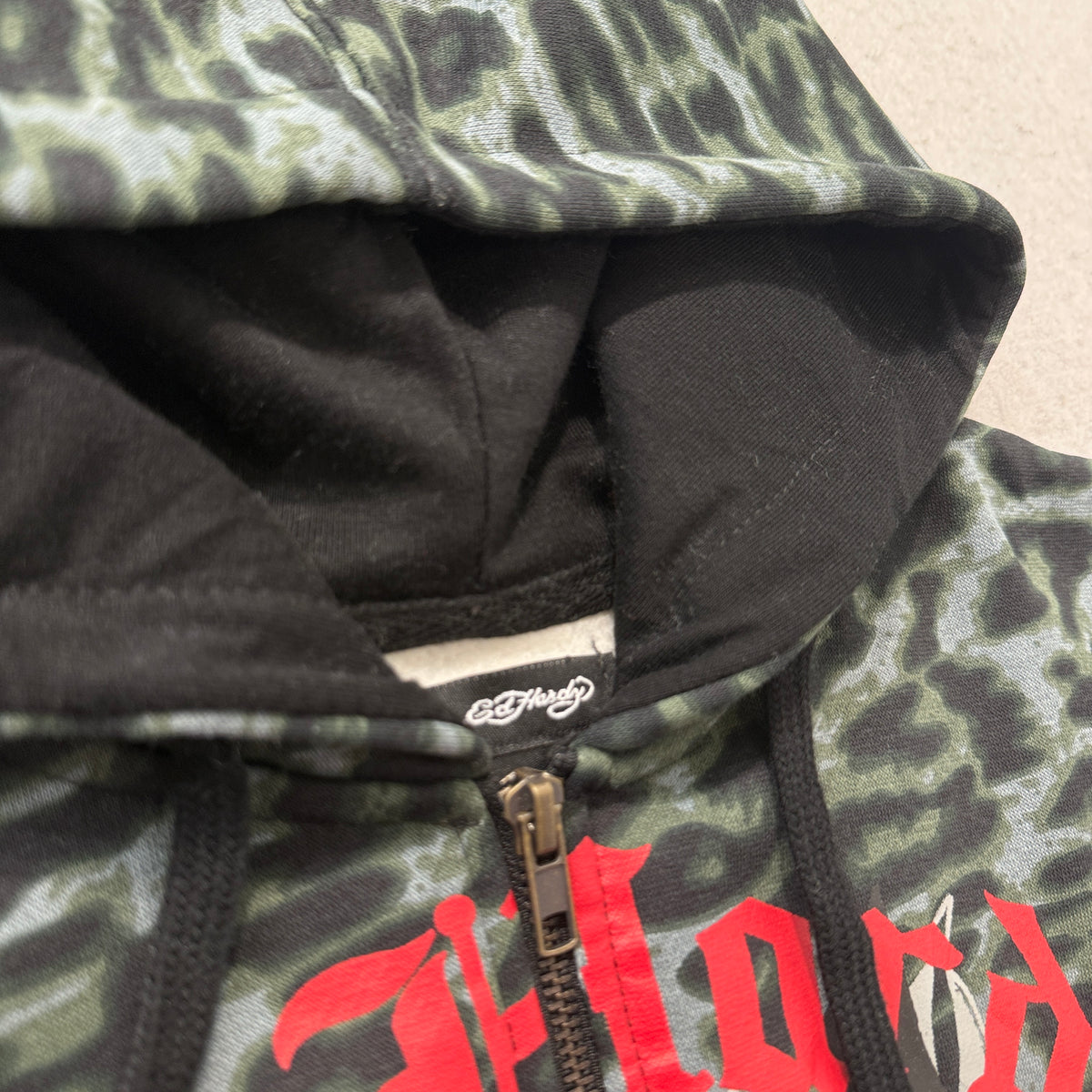 ED HARDY "Sacred Heart" GREEN LEOPARD FLARED MATCHING SET