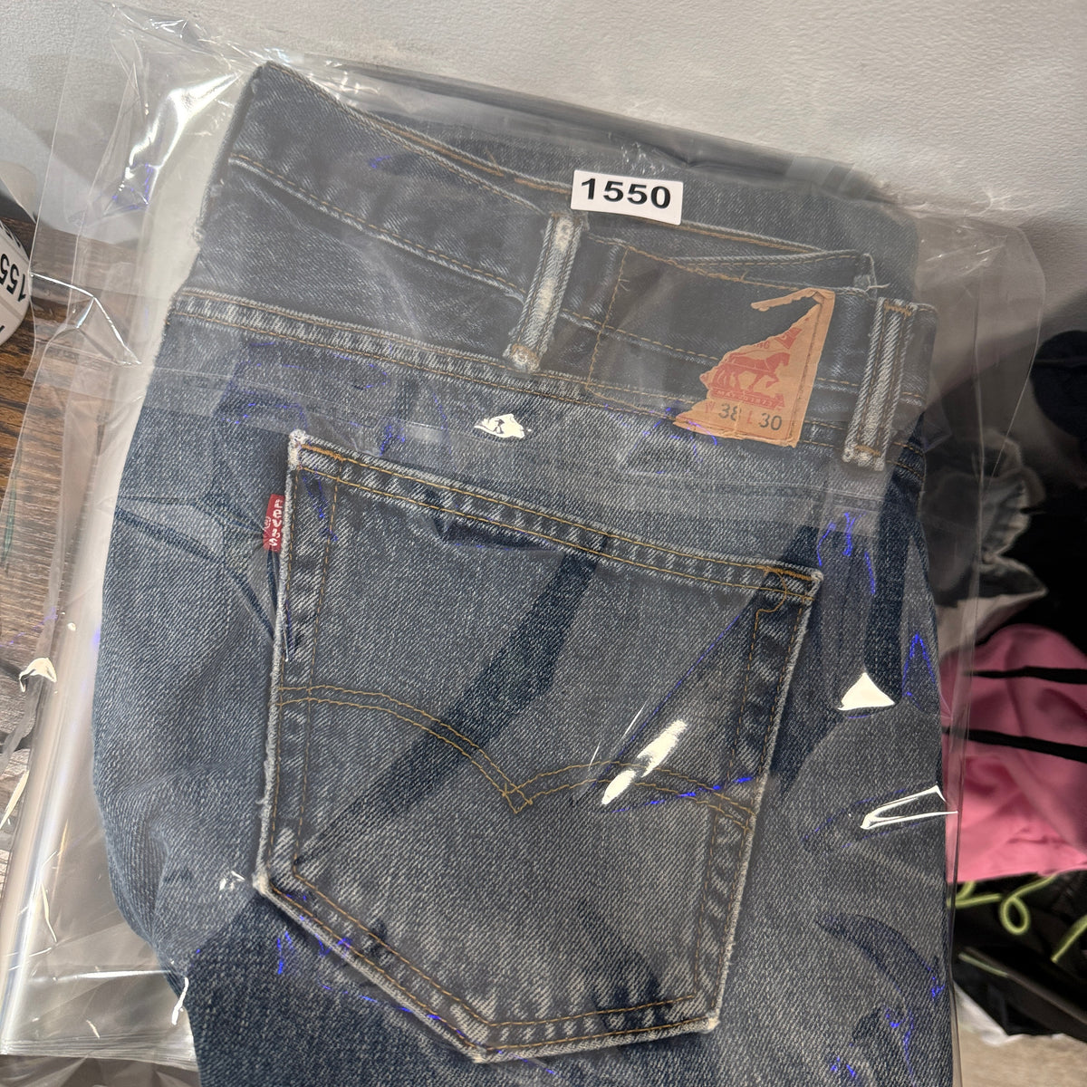 Levis Vintage Distressed Patched Straight Jeans Size 36x30 photo 11