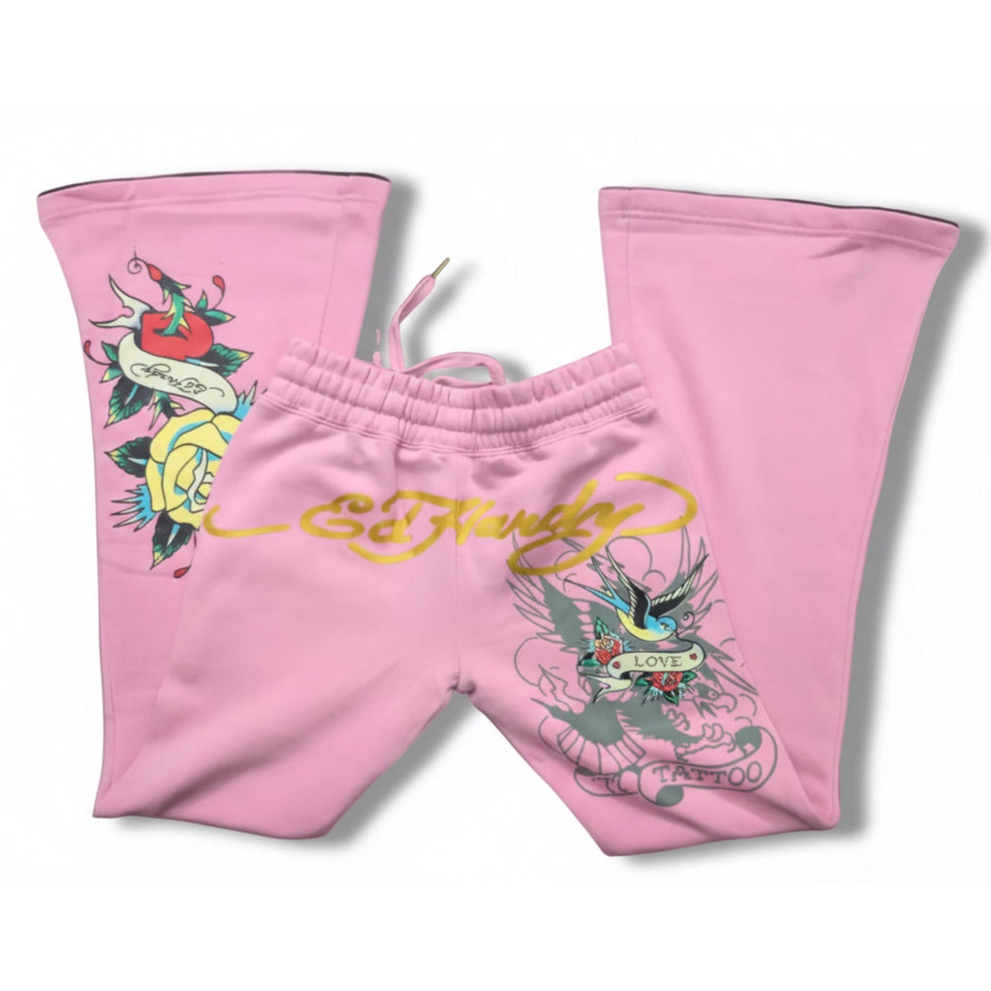ED HARDY “Brave Eagle” BUBBLE GUM PINK BELL BOTTOM SET