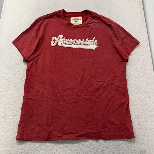 Vintage Y2K 2000's Women's Aeropostale Burgundy Graphic Spellout Tee