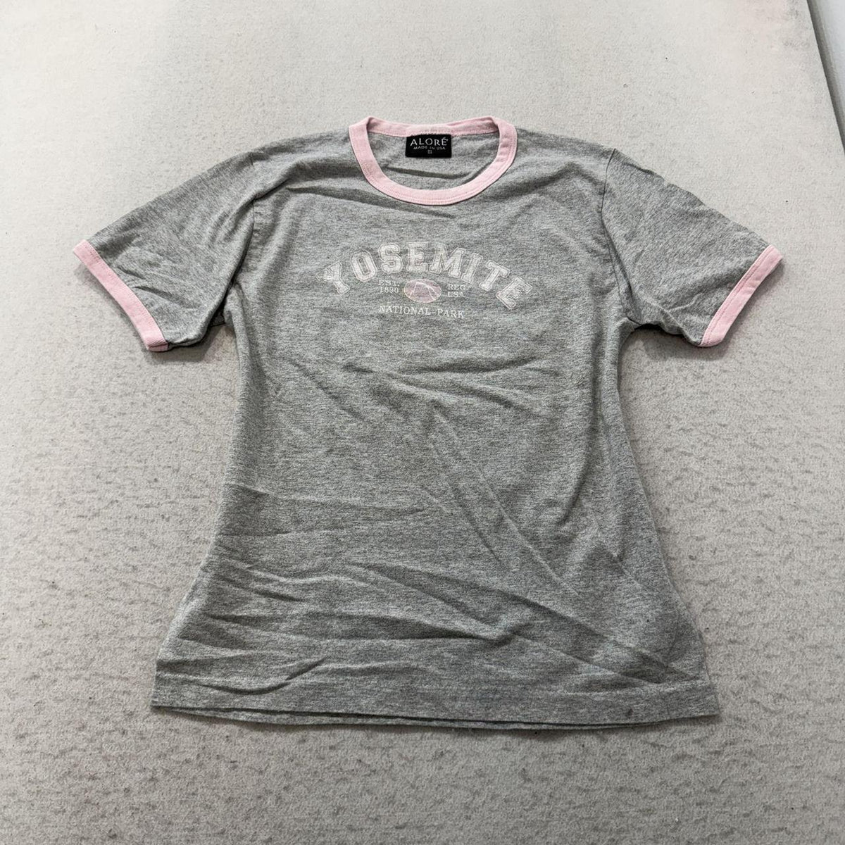 Vintage Y2K 2000's Women's Heather Grey Graphic Tee Yosemite