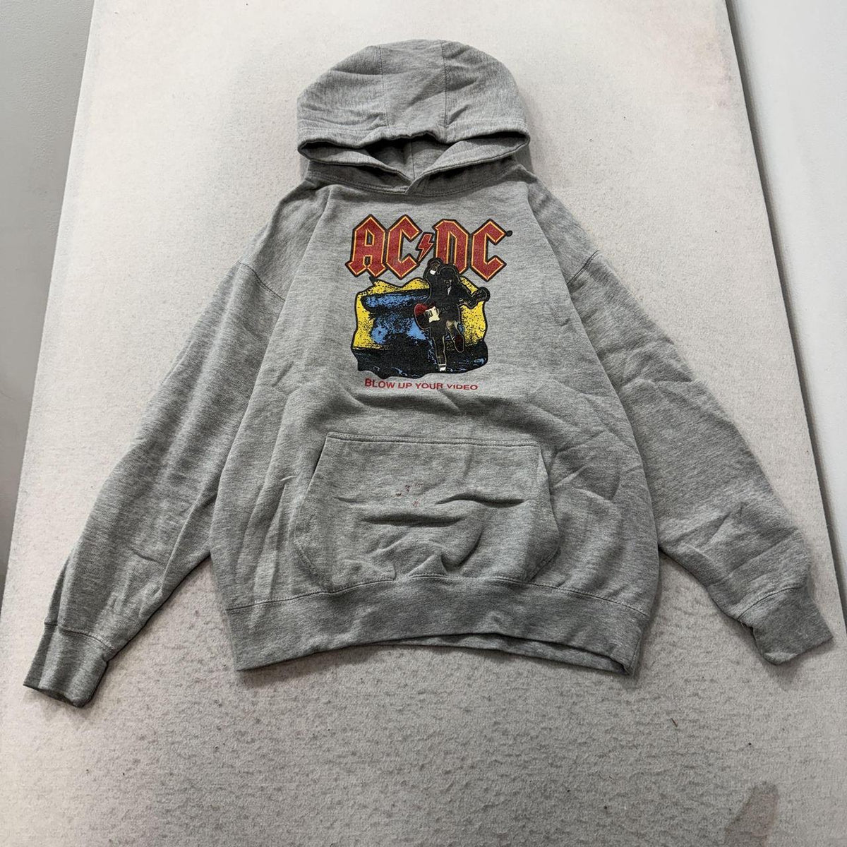 Vintage Y2K 2000's Faded Grunge Grey AC/DC Graphic Hoodie