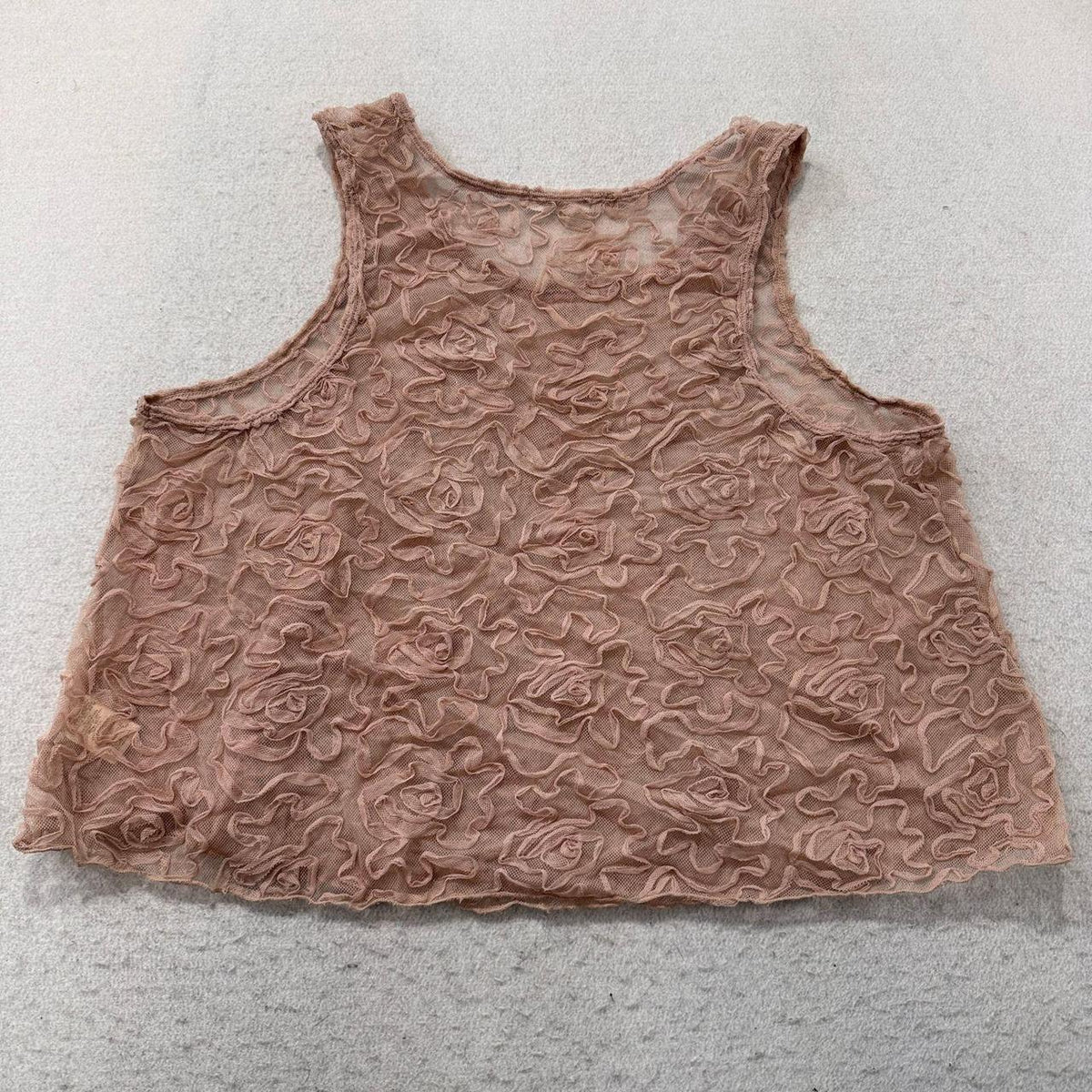 Vintage Y2K 2000's Women's Free People Taupe Boxy Textured Tank Top