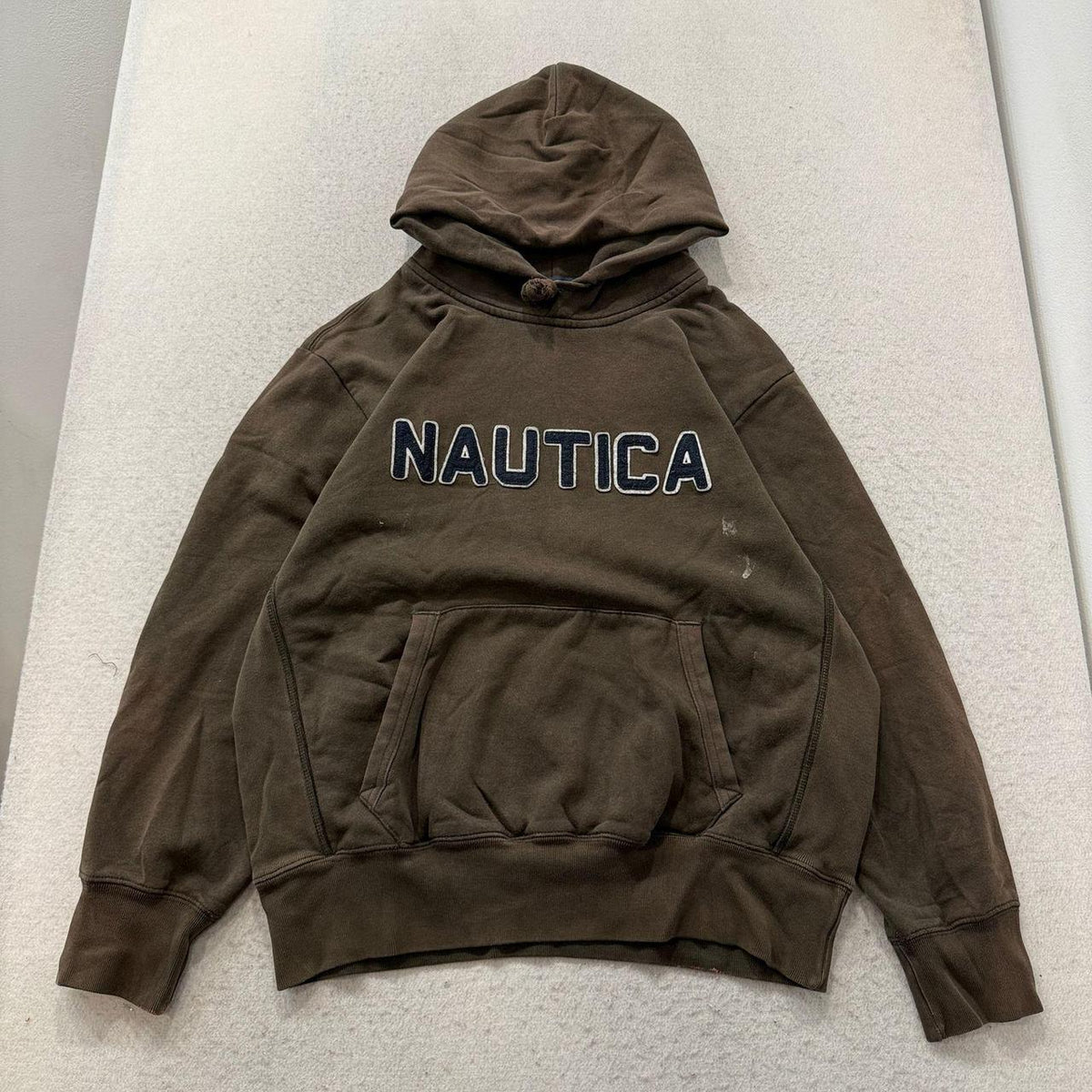 Vintage Y2K 2000's Nautica Olive Brown Oversized Faded Hoodie
