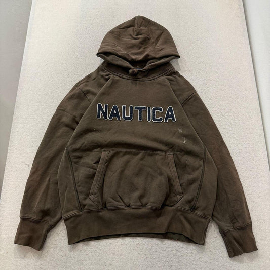 Vintage Y2K 2000's Nautica Olive Brown Oversized Faded Hoodie