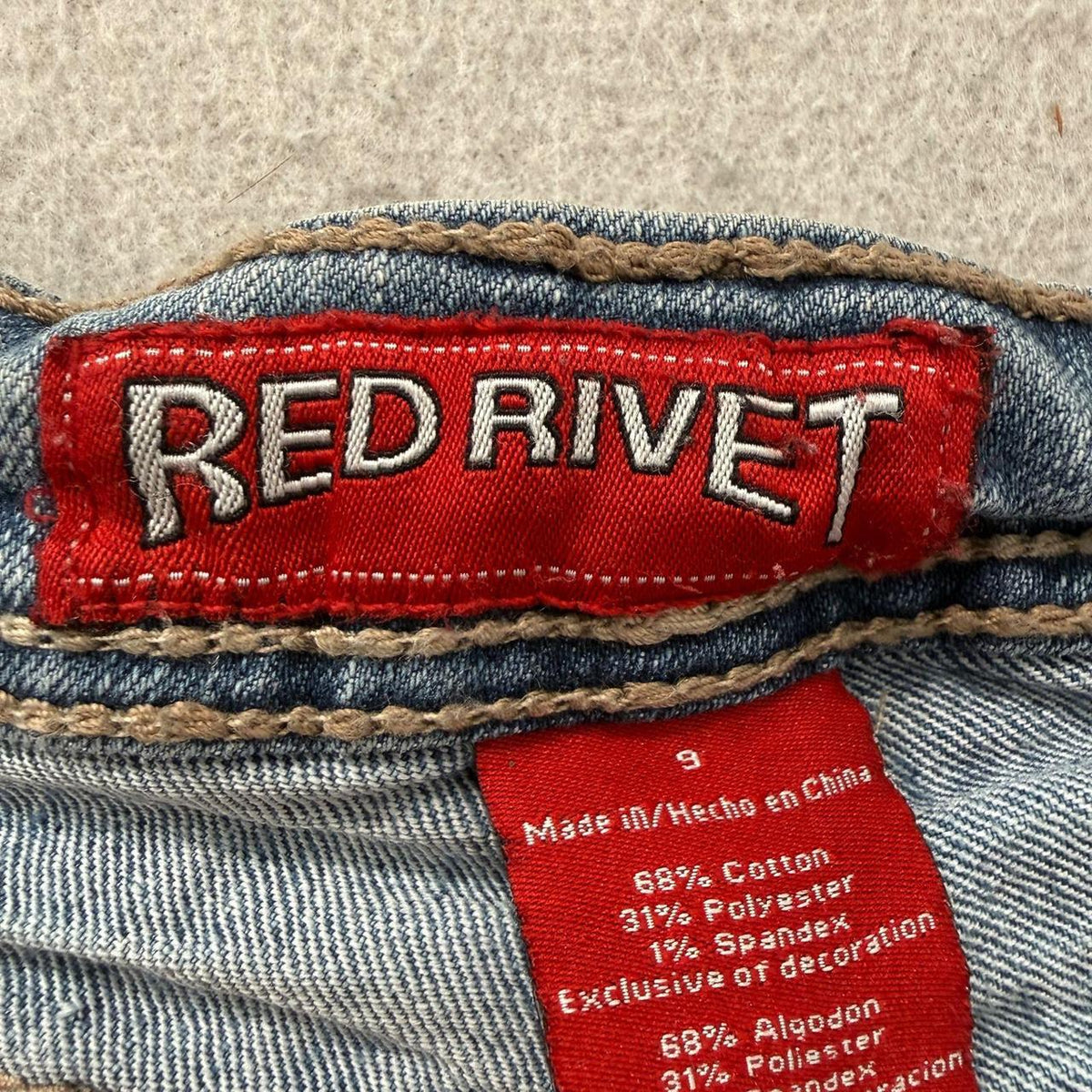 Vintage Y2K 2000's Women's Red Rivet Faded Distressed Denim Shorts