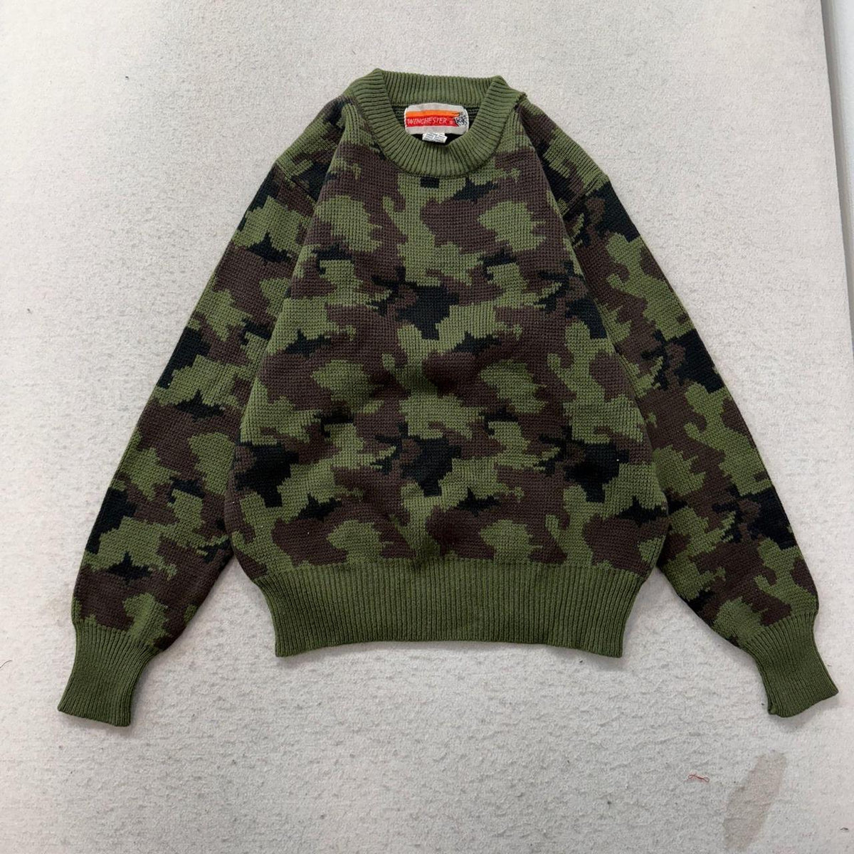 Vintage Y2K 2000's Sage Green Camo Boxy Crewneck Sweater
