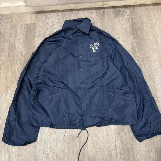 Vintage 90s Russell Athletic Navy Boxy Graphic Windbreaker Jacket