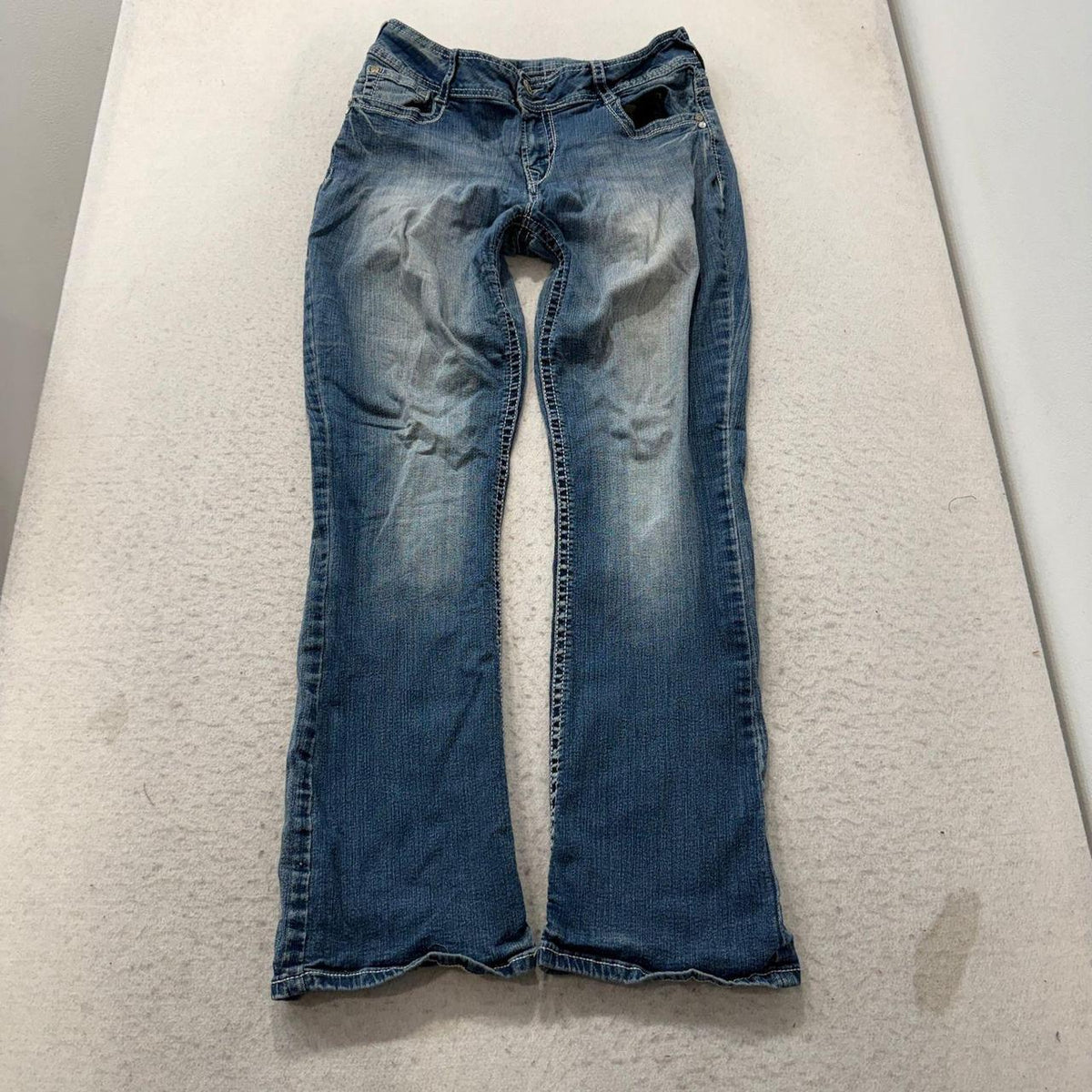 Vintage Y2K 2000's Women's Flare Faded Distressed Jeans