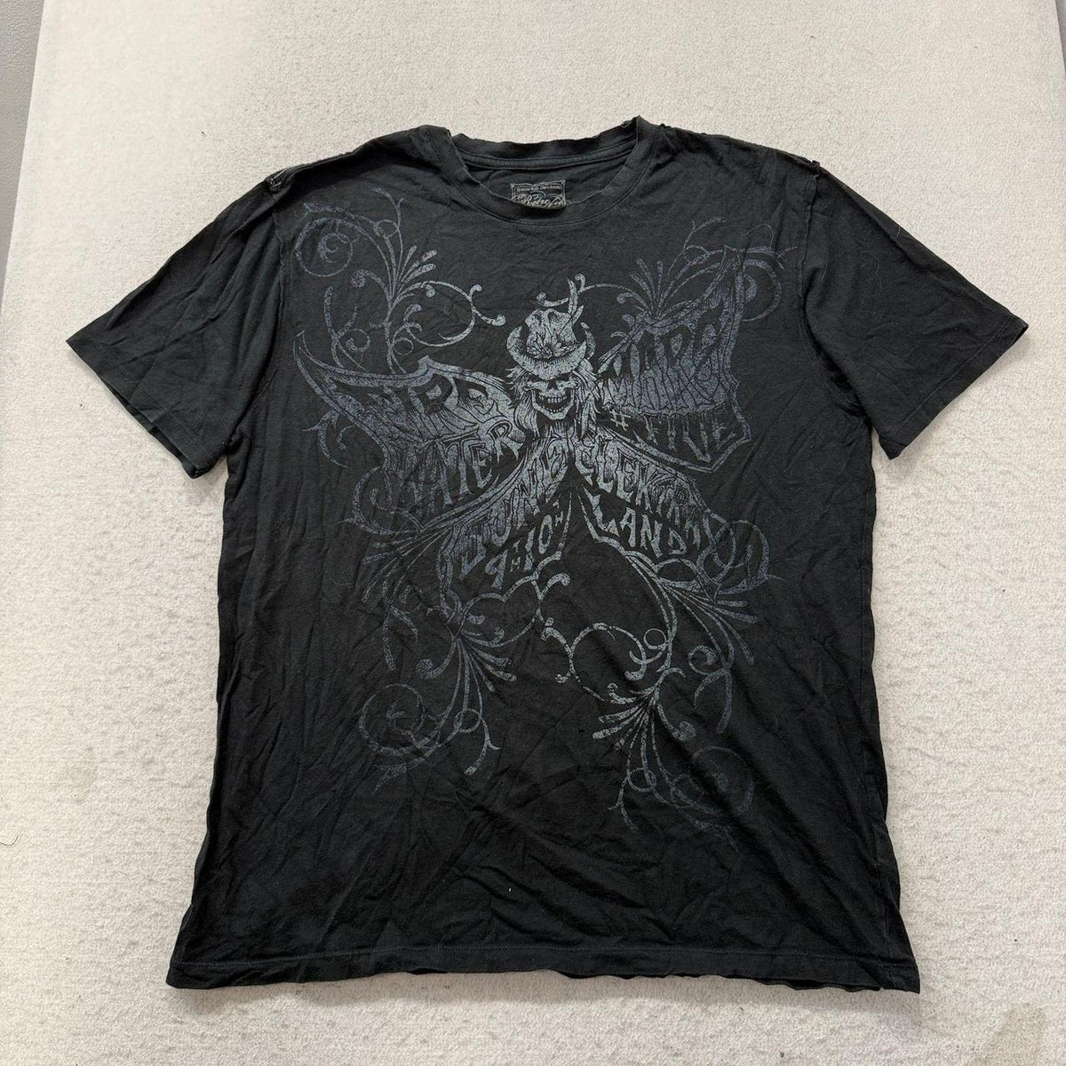 Vintage Y2K 2000's Ed Hardy Black Faded Graphic Tee