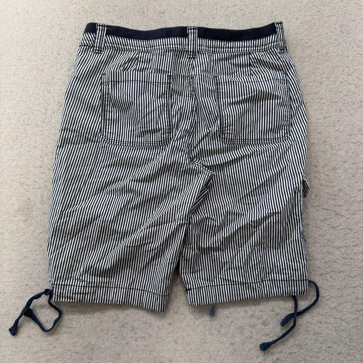 Vintage Y2K 2000's Women's Baggy Navy Striped Cargo Shorts