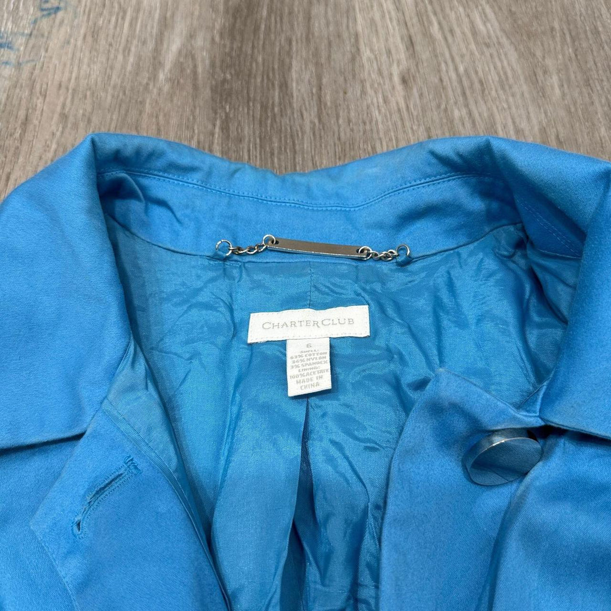 Vintage Y2K 2000's Women's Charter Club Bright Blue Boxy Blazer Jacket