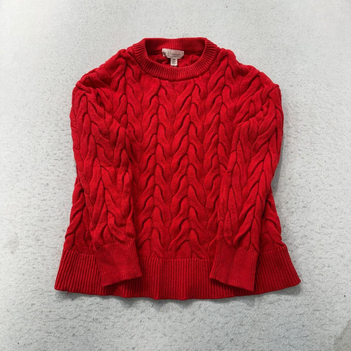 Vintage Y2K 2000's Philosophy Red Boxy Cable Knit Sweater