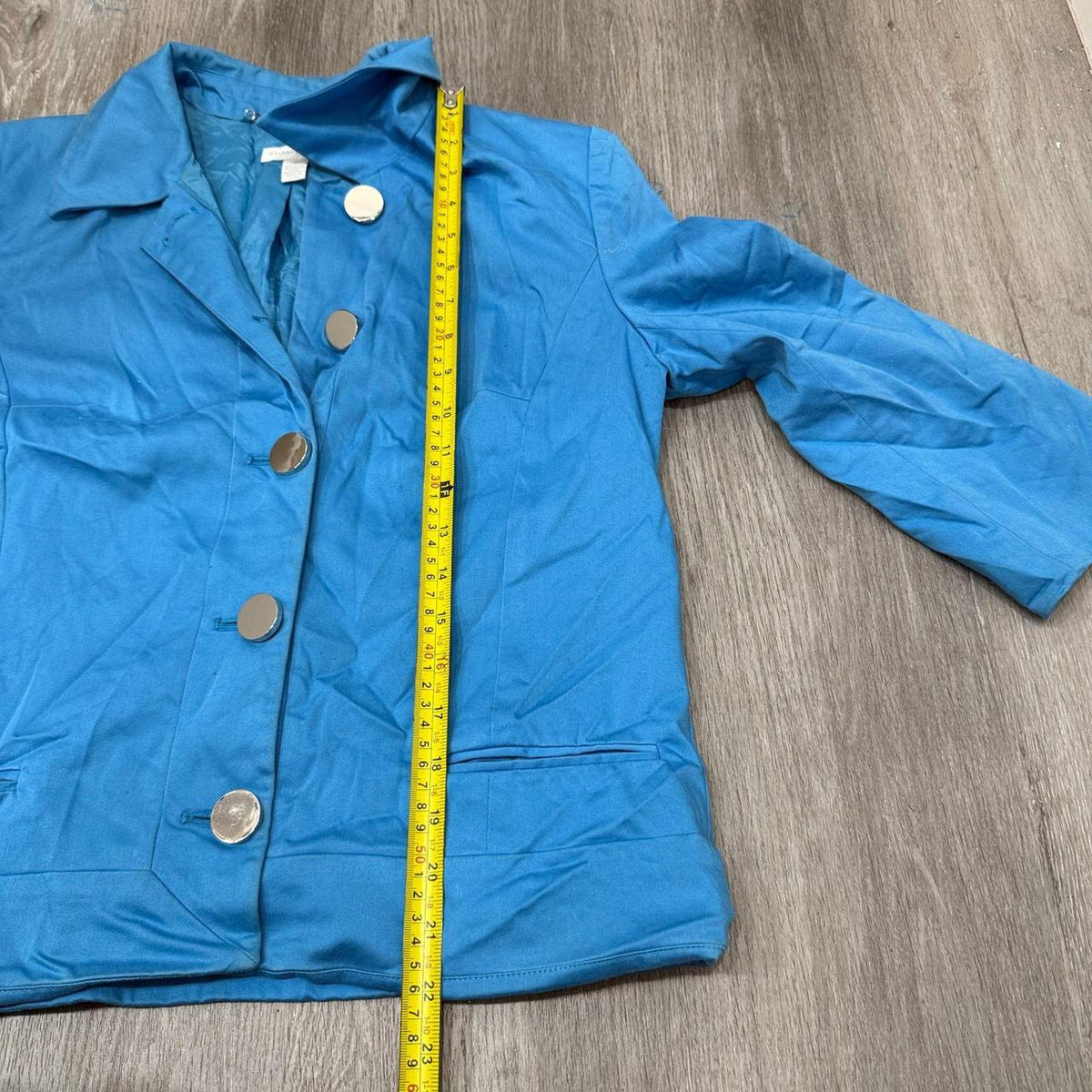Vintage Y2K 2000's Women's Charter Club Bright Blue Boxy Blazer Jacket