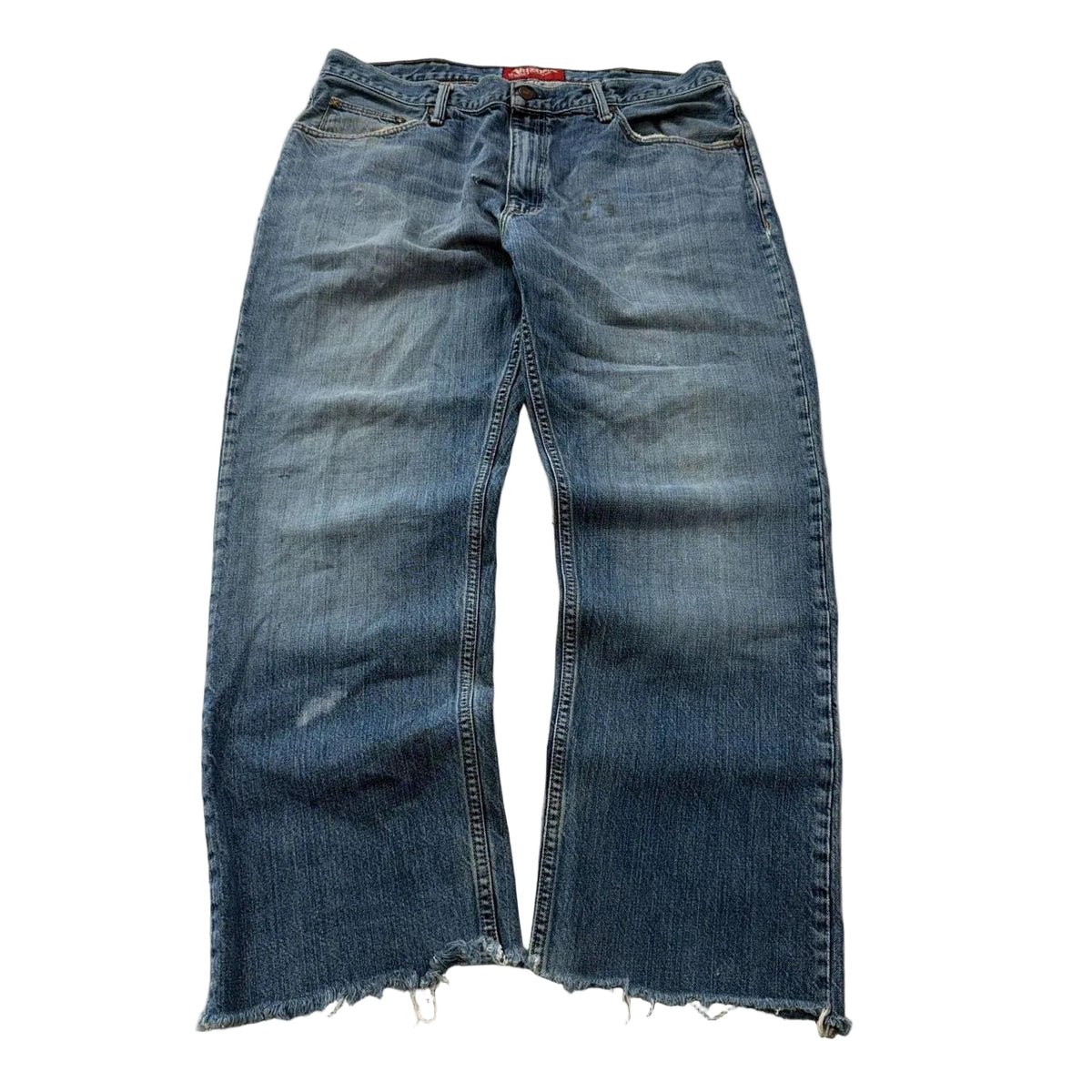 Vintage Arizona Wide Leg Jeans Women's Blue Denim Zip Fly Frayed Hem Size W35