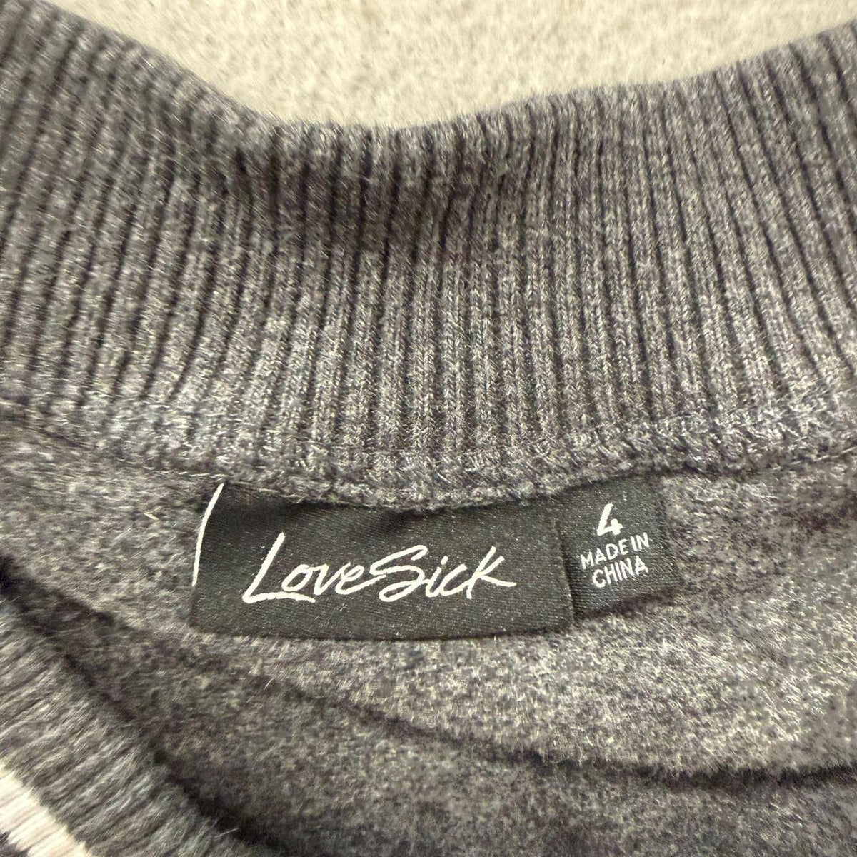 Vintage Y2K 2000's LoveSick Charcoal Grey Boxy Zip Up Graphic Track Jacket
