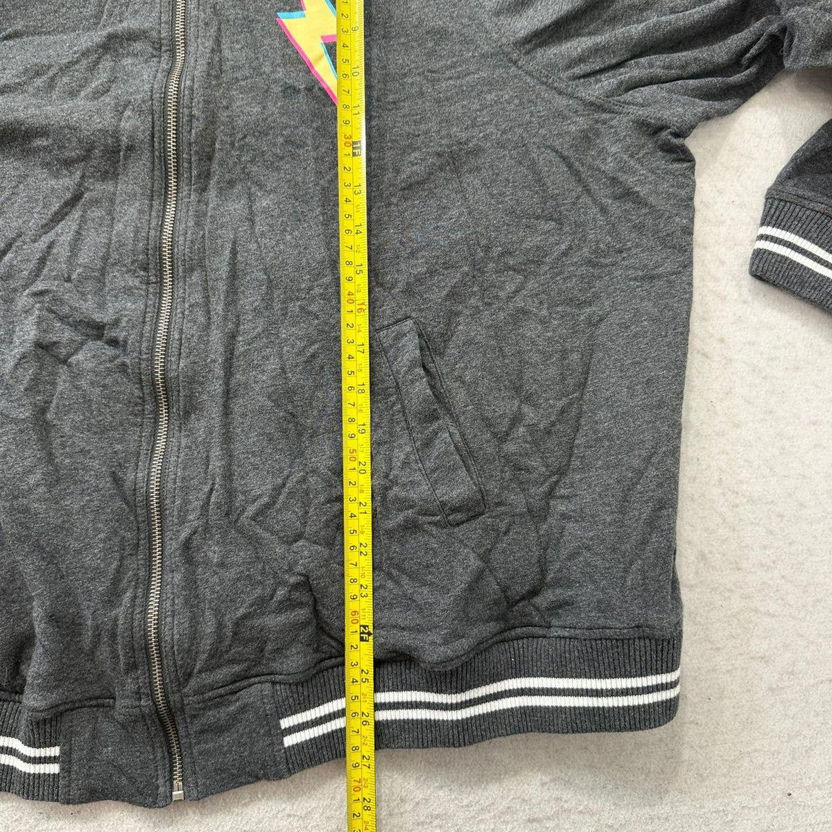Vintage Y2K 2000's LoveSick Charcoal Grey Boxy Zip Up Graphic Track Jacket