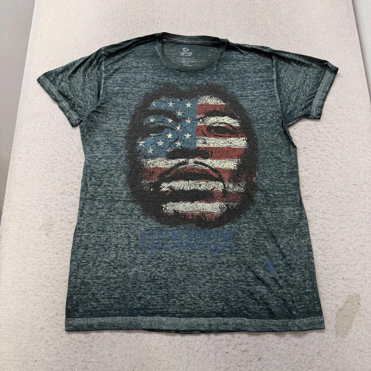 Vintage Y2K 2000's Liquid Blue Grey Faded Distressed Graphic Tee