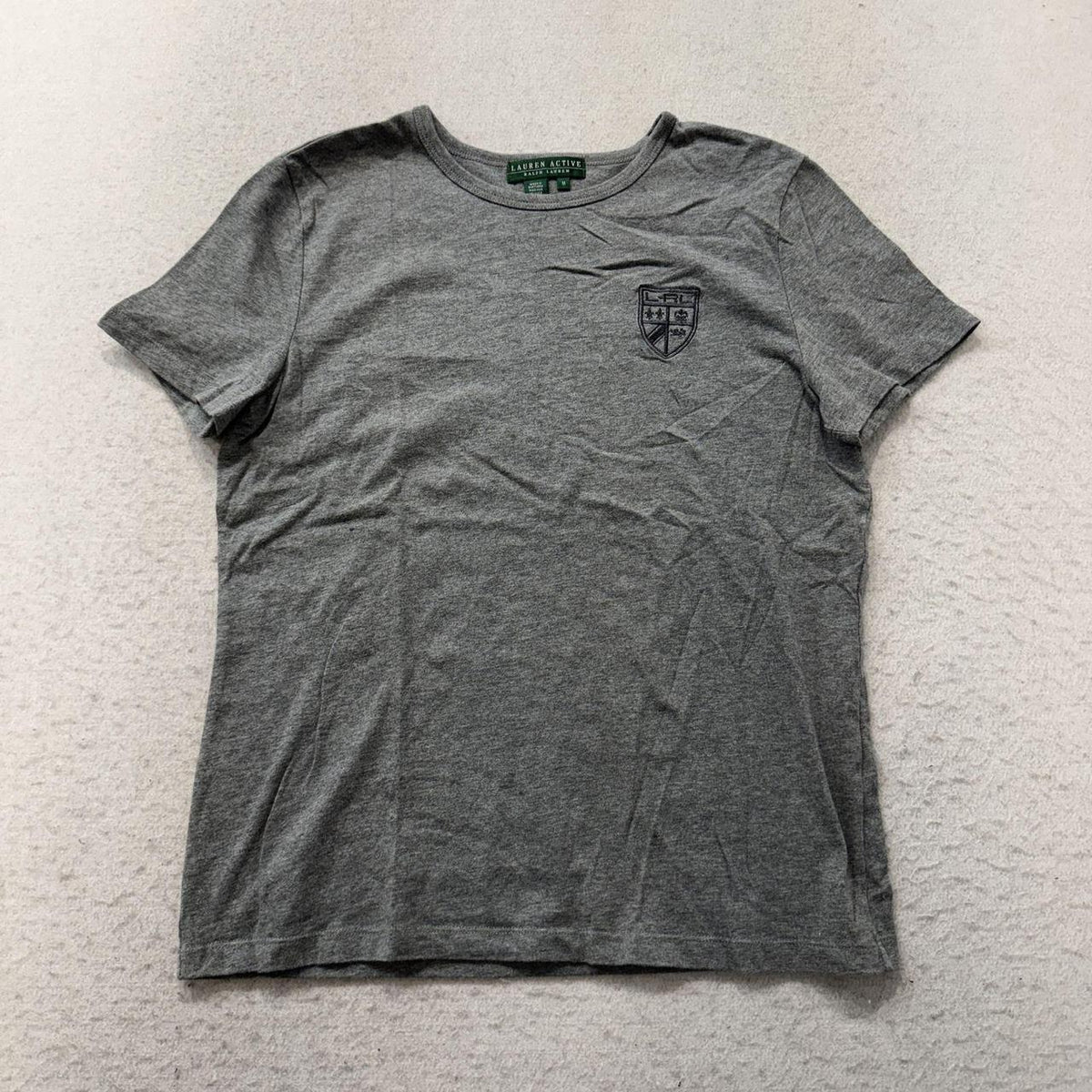 Vintage Y2K 2000's Women's Lauren Active Heather Grey Boxy Tee