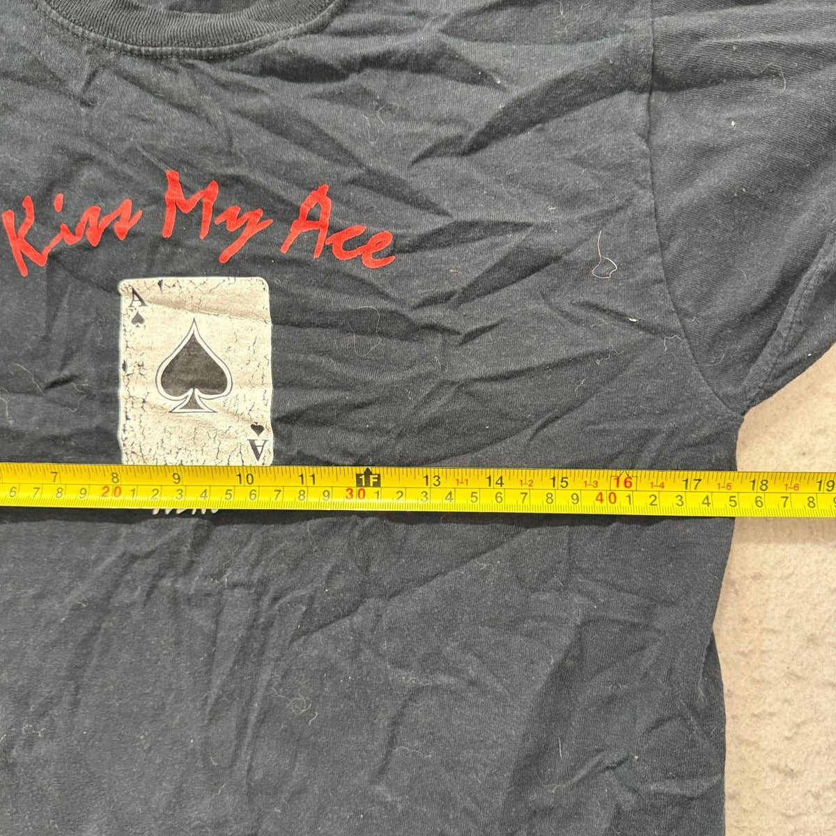 Vintage Y2K 2000's Black Faded Grunge Ace of Spades Graphic Tee