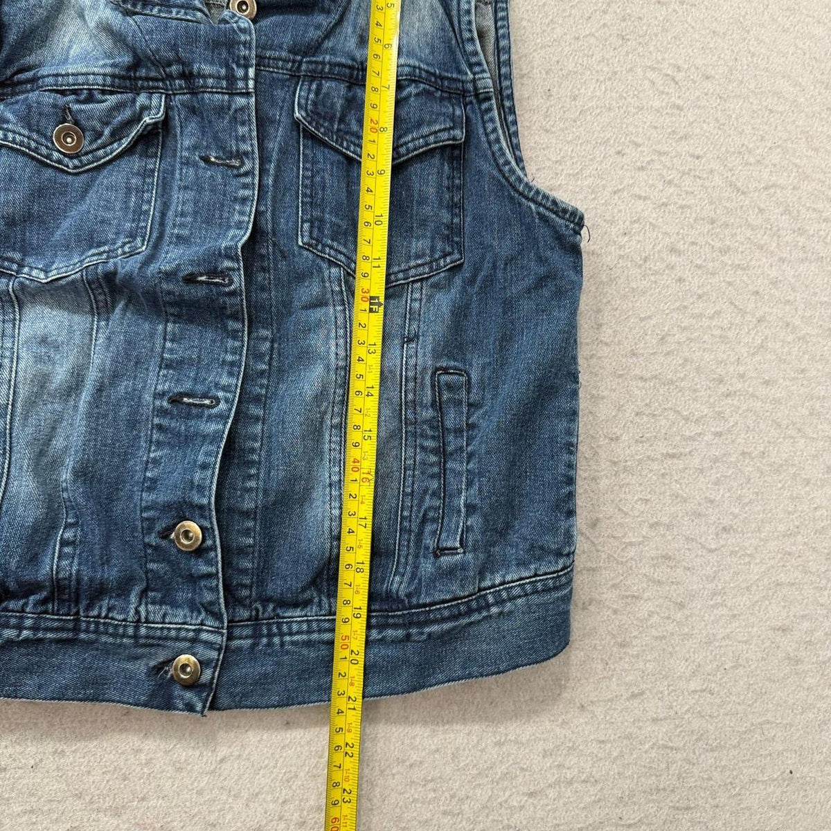 Vintage Y2K 2000's Women's Faded Distressed Boxy Denim Vest