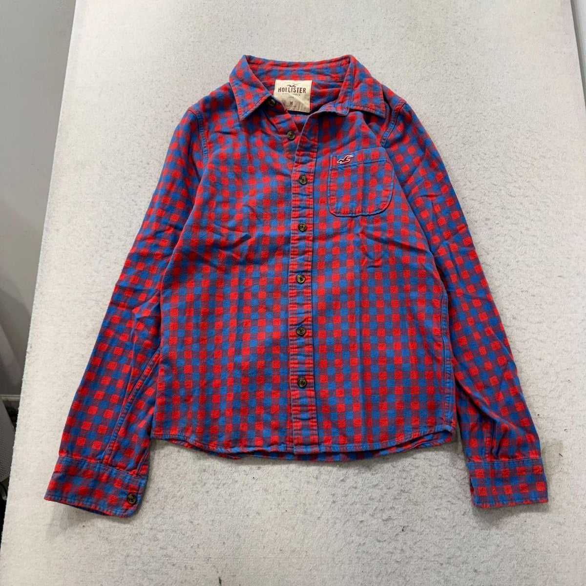 Vintage Y2K 2000's Hollister Red Gingham Boxy Grunge Flannel Shirt