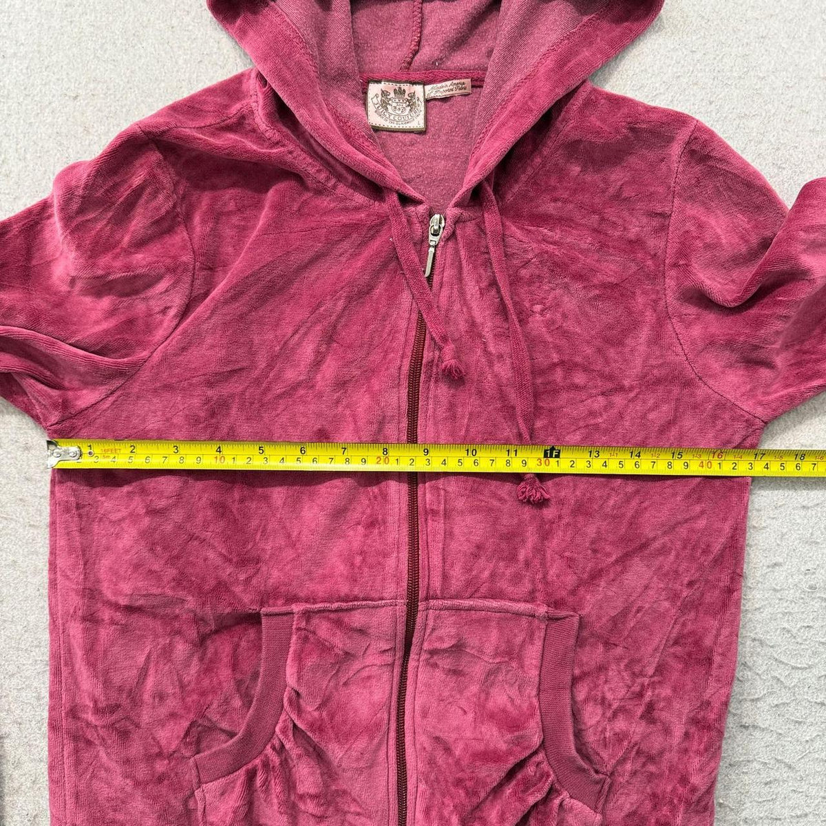 Vintage Y2K 2000's Women's Juicy Couture Burgundy Velvet Zip Up Oversized Hoodie