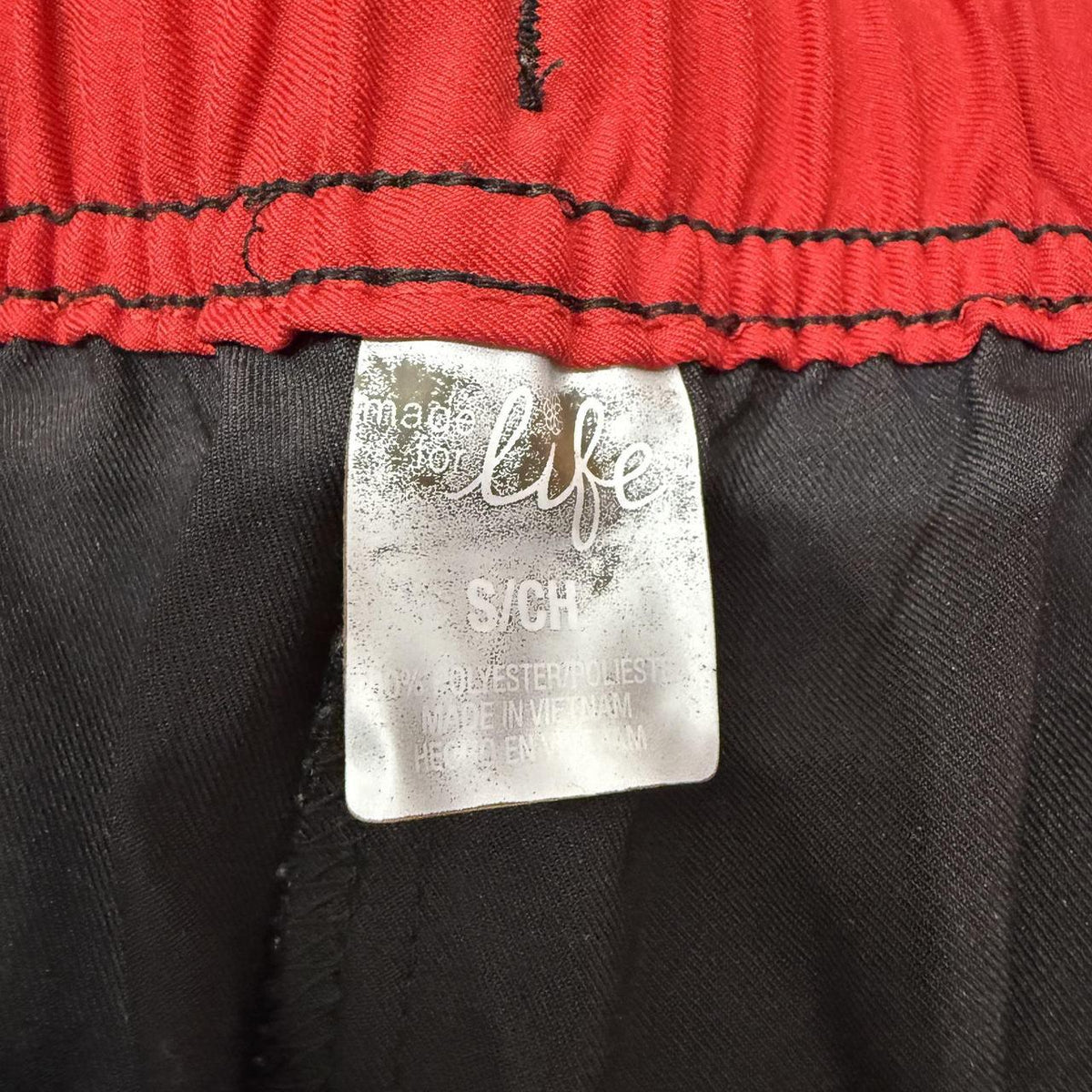 Vintage Y2K 2000's Black Baggy Track Pants Red White Side Stripe