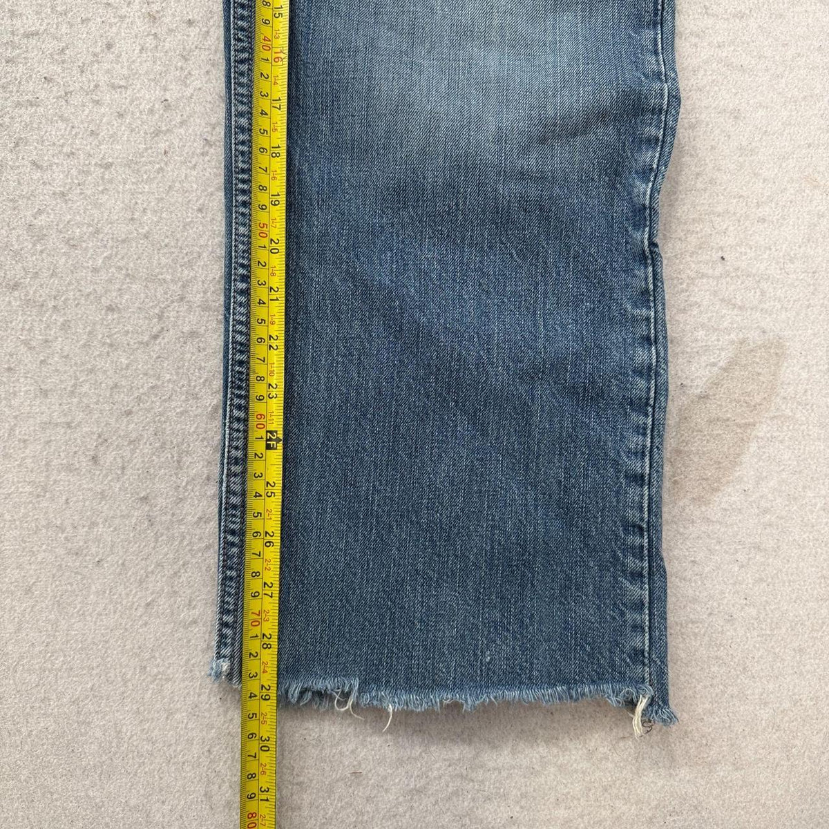 Vintage Arizona Wide Leg Jeans Women's Blue Denim Zip Fly Frayed Hem Size W35