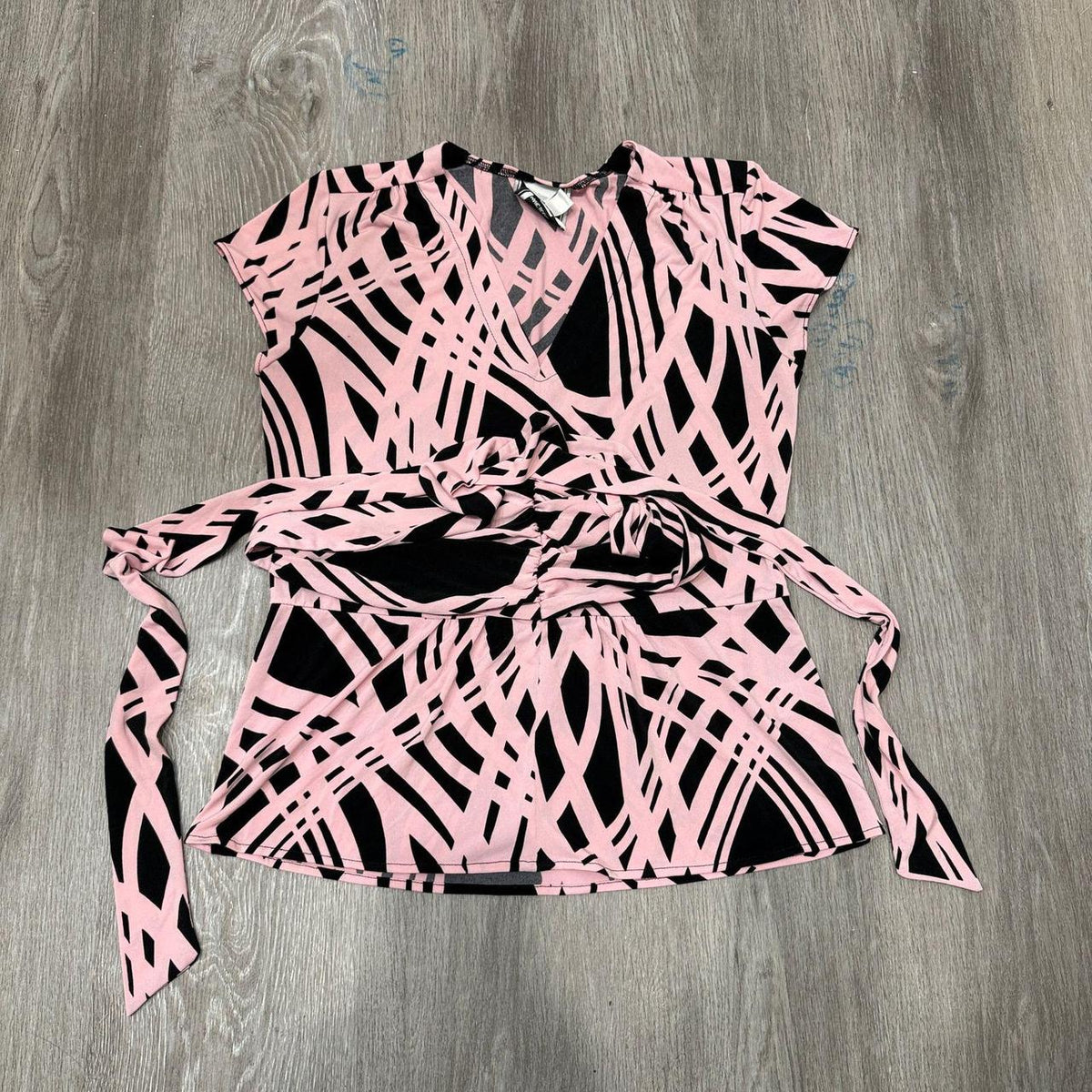 Vintage Y2K 2000's Marc Bouwer Pink Boxy Abstract Wrap Top