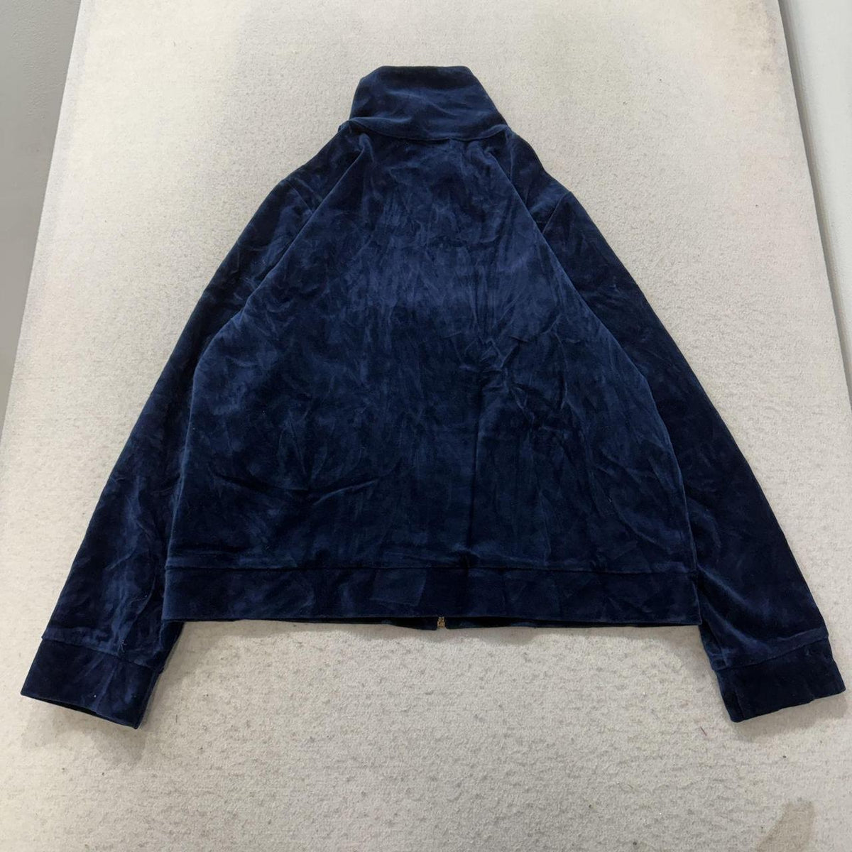Vintage Y2K 2000's Women's Lauren Ralph Lauren Navy Boxy Velvet Cropped Jacket