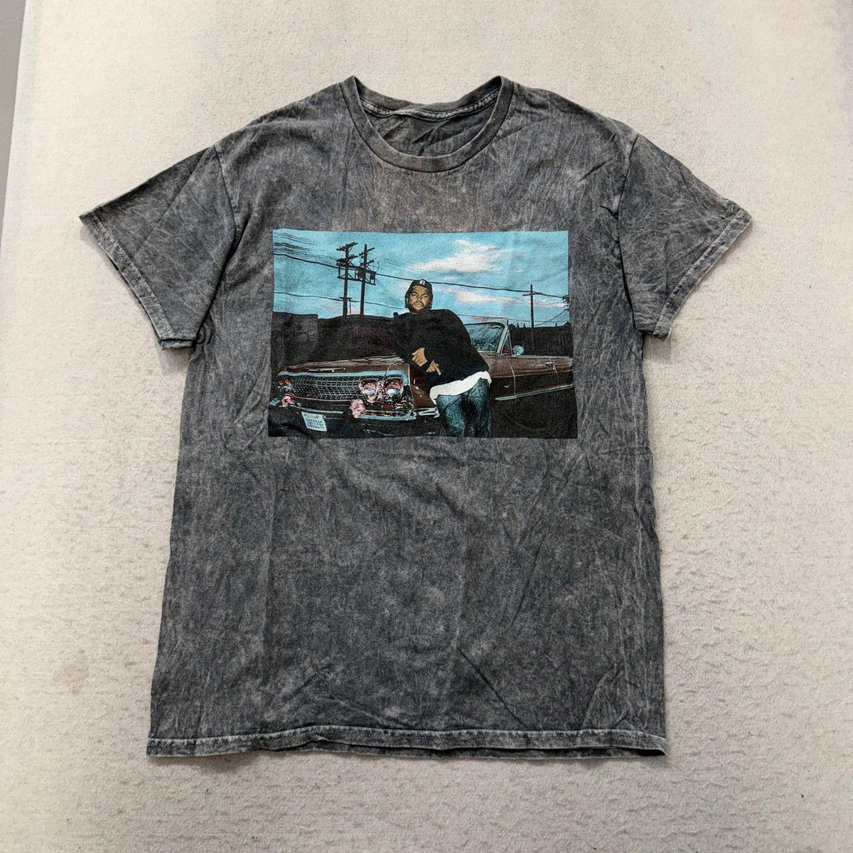 Vintage Y2K 2000's Charcoal Grey Faded Graphic Tee