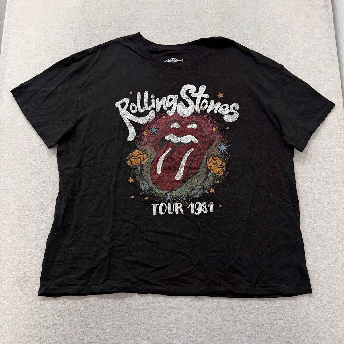 Vintage Y2K 2000's Rolling Stones Black Distressed Oversized Graphic Tee